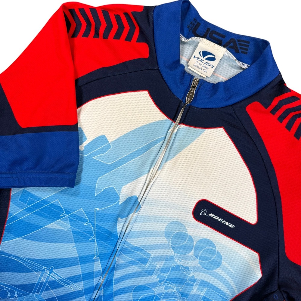 VOLER Boeing Cycling Jersey Mens L Blue Red One Boeing Bike Shirt Cargo Pockets